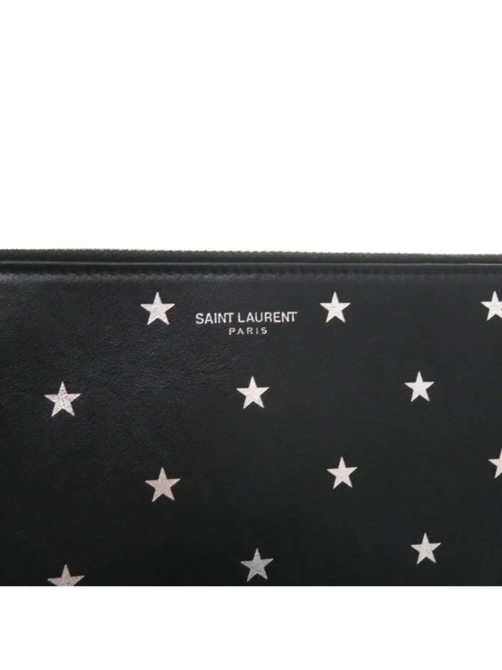 Saint Laurent Paris Leather Black Star Clutch Bag